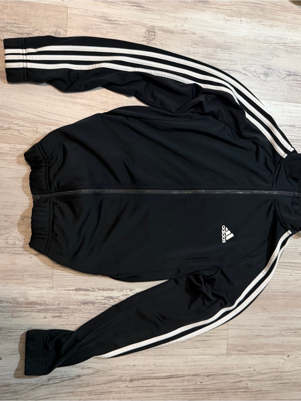 adidas Black Track Jacket with White Three-Stripes